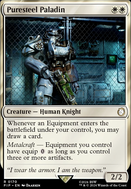Puresteel Paladin feature for Mono-White Artifacts EDH