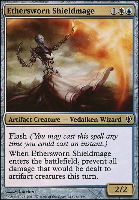 Ethersworn Shieldmage feature for Ensoul Ethersworn (WU Tempo Artifact Creatures)