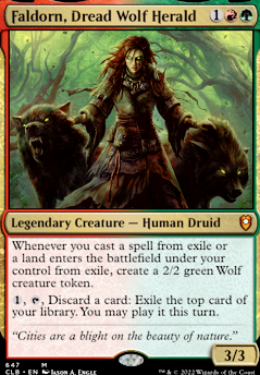 Faldorn, Dread Wolf Herald feature for Upgraded Exit from Exile deck