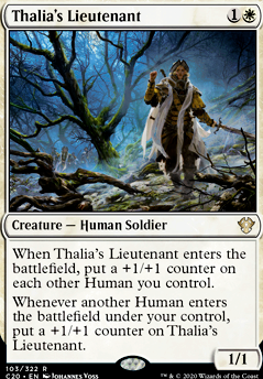Thalia's Lieutenant feature for BUDGET Mono-White Humans