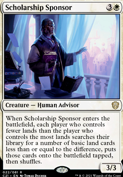 Scholarship Sponsor feature for Mono White lands that doesn't want lands