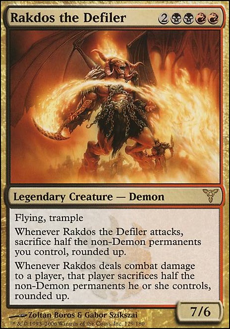 Rakdos the Defiler feature for Horror, Carnage, and Annihilation. All are Rakdos.