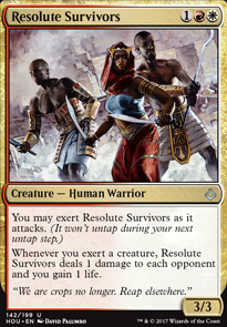 Resolute Survivors feature for RW Exert Aggro draft deck