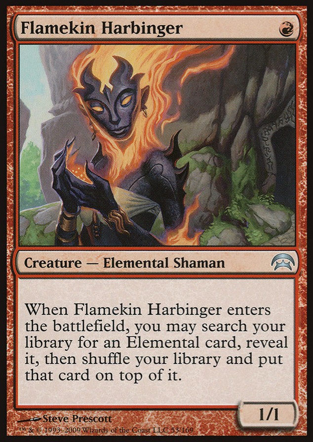 Flamekin Harbinger feature for Omnath, Mogul of Anti-Wrath of God