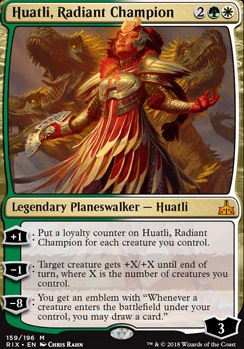 Huatli, Radiant Champion feature for Huatli's Hatebears