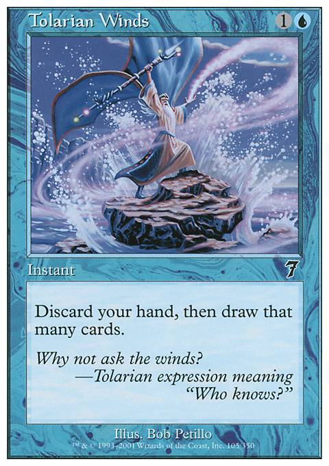 Tolarian Winds feature for creature-less mono blue mill