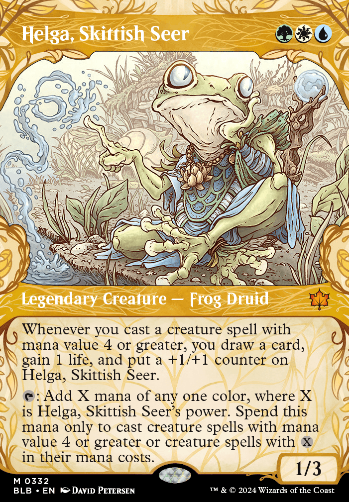 Helga, Skittish Seer feature for Helga, Bloomburrow + Critters