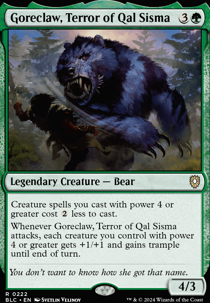 Goreclaw, Terror of Qal Sisma feature for Bears. Beats. Battlestar galactica.