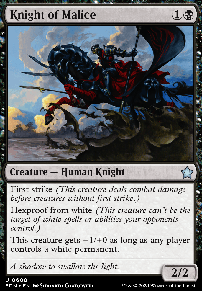 Knight of Malice feature for Mono Black Aristocrats