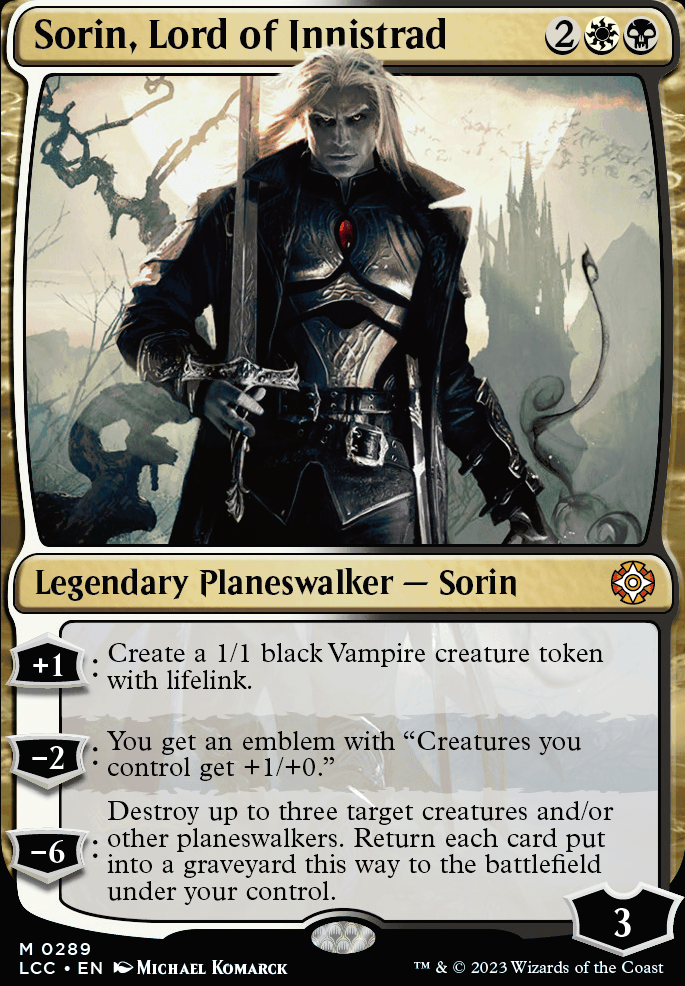 Sorin, Lord of Innistrad feature for Black/White Commander