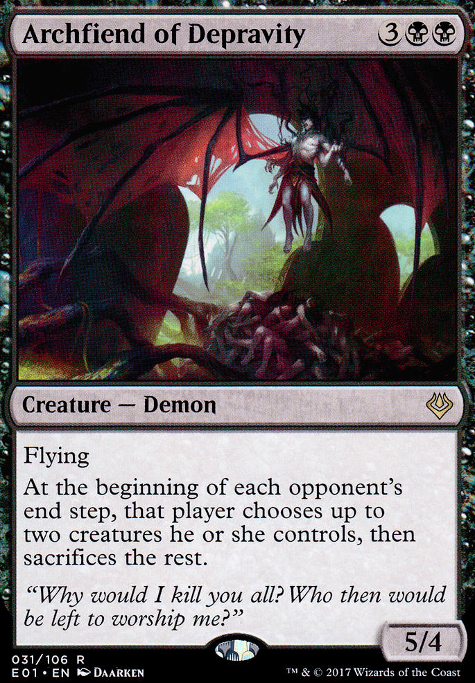 Archfiend of Depravity feature for Earth is the only Hell (Malfegor EDH)
