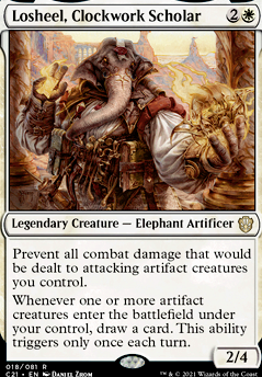 Losheel, Clockwork Scholar feature for the elephant in the room (he draws cards)