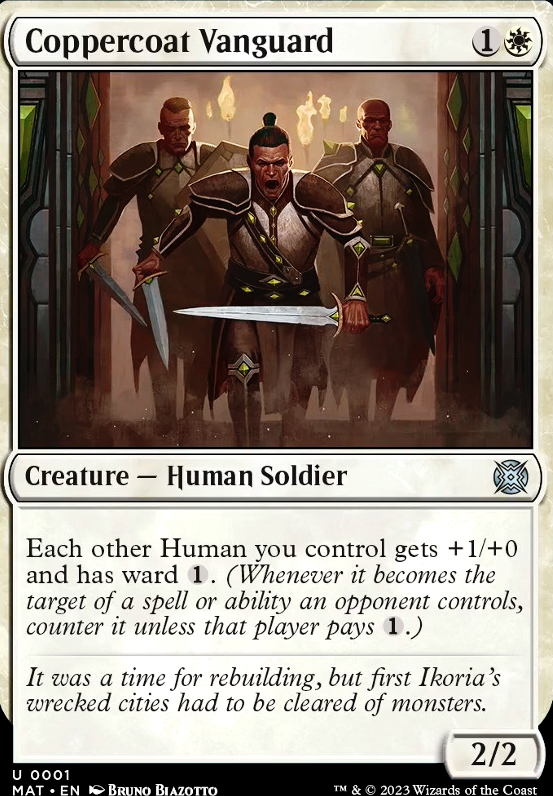 Coppercoat Vanguard feature for Mono-White Humans Pioneer