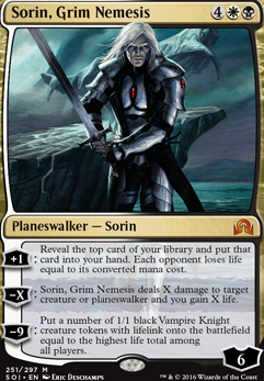 Sorin, Grim Nemesis feature for Tokens and Life Stealing - Black/White