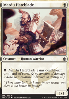 Mardu Hateblade feature for Khans of Tarkir Draft Deck